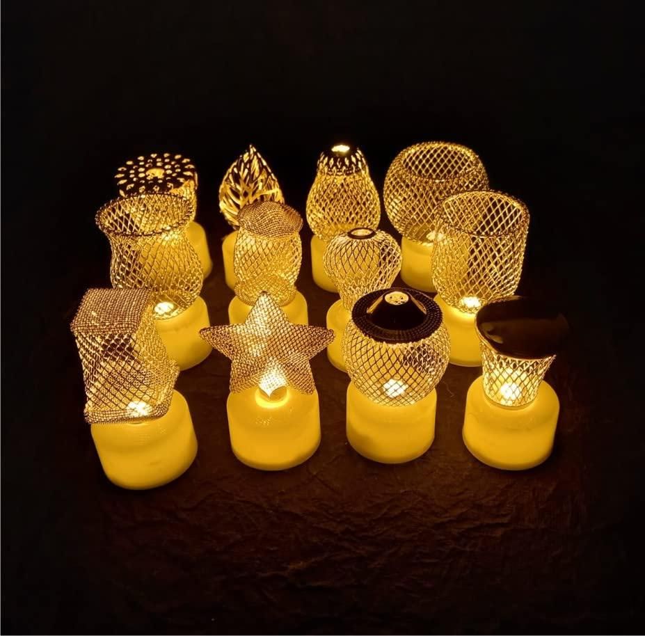 Golden Net LED Tealight Candle Lanterns (6 pcs)