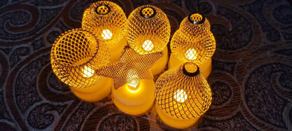 Golden Net LED Tealight Candle Lanterns (6 pcs)