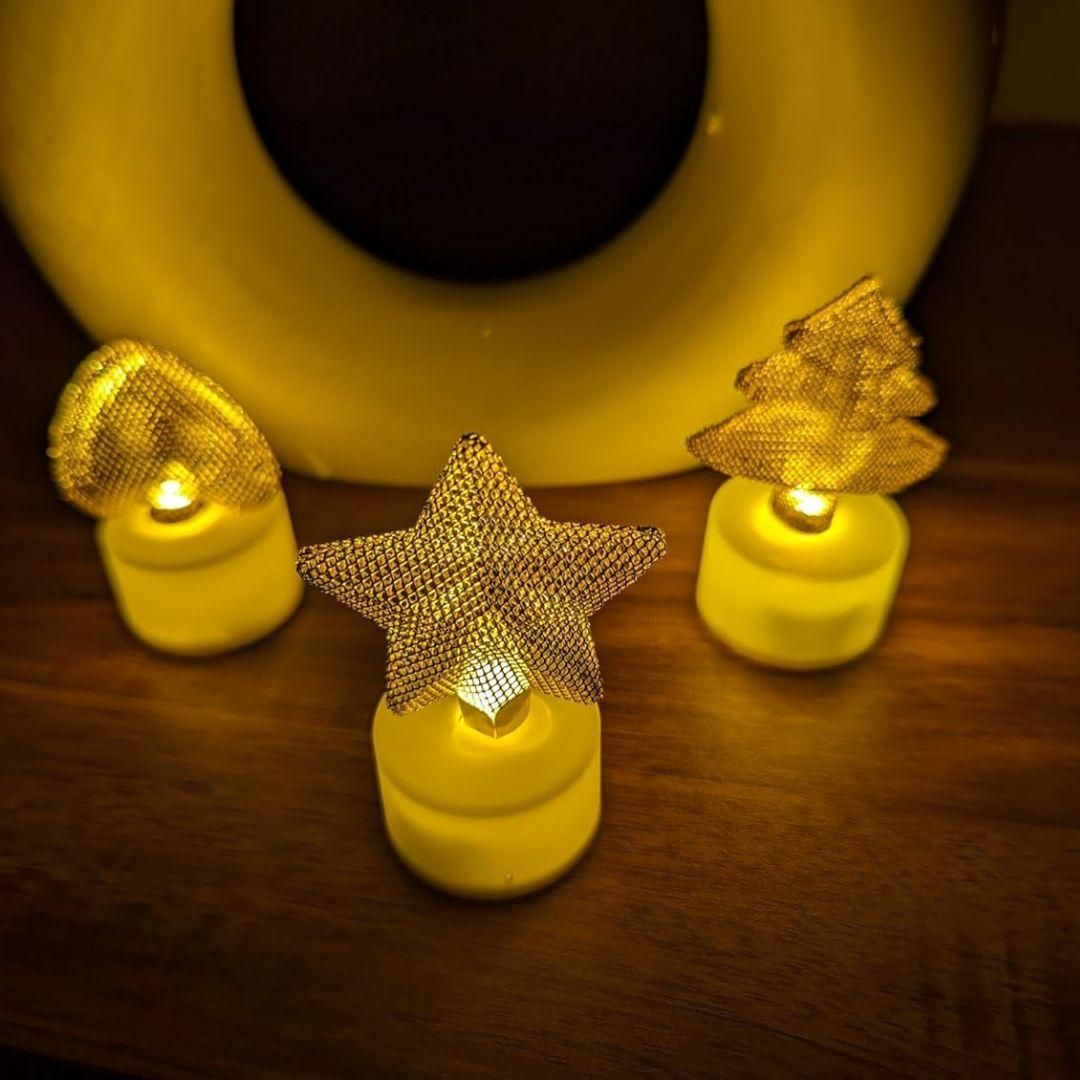 Golden Net LED Tealight Candle Lanterns (6 pcs)