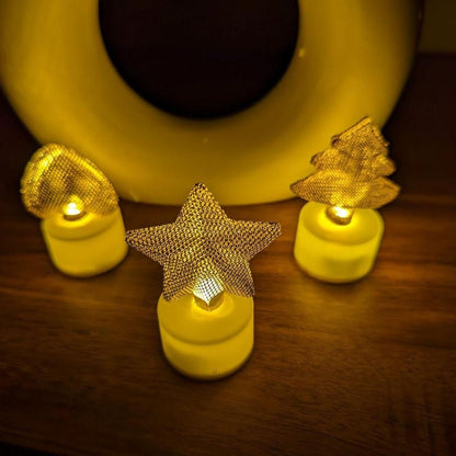 Golden Net LED Tealight Candle Lanterns (6 pcs)