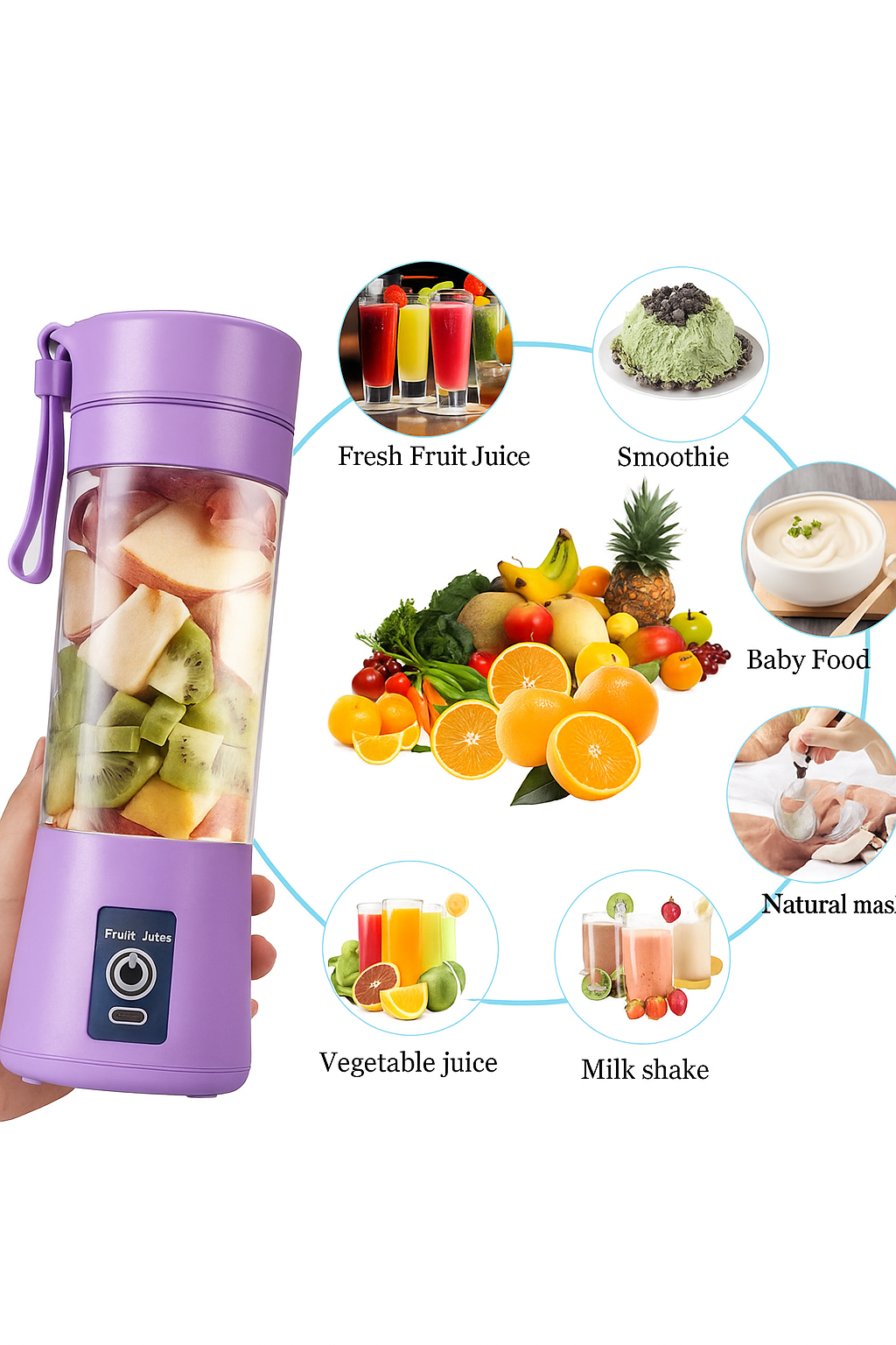 Portable Usb Electric Juicer - 6 Blades