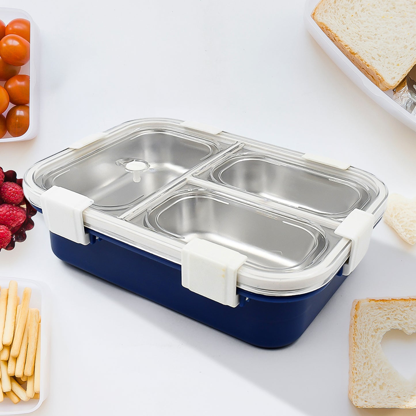 3-Compartment Transparent Stainless Steel Lunch Box For Kids Tiffin Box Lunch Box Lunch Box For Kids Insulated Lunch Box Lunch Box For Office