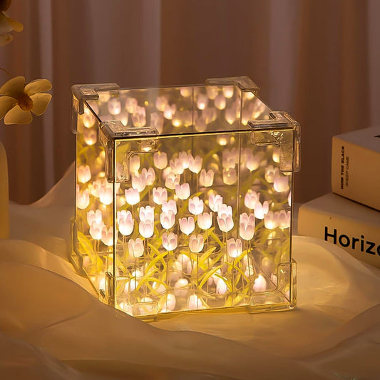 Cube Tulip Night Lamp  Led Decorative Nights Lamp For Bedroom (1-Set)