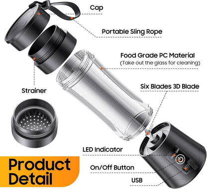 Portable Usb Electric Juicer - 6 Blades