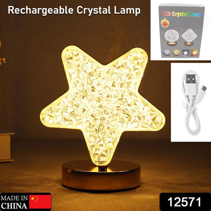 Star Shape Crystal Diamond Lamp Cordless Luxury Lamp With Usb Rechargeable 3-way Dimmable  Touch Control Decorative Nightstand Lamp For Bedroom Living Room Party Restaurant Decor (1 Pc )